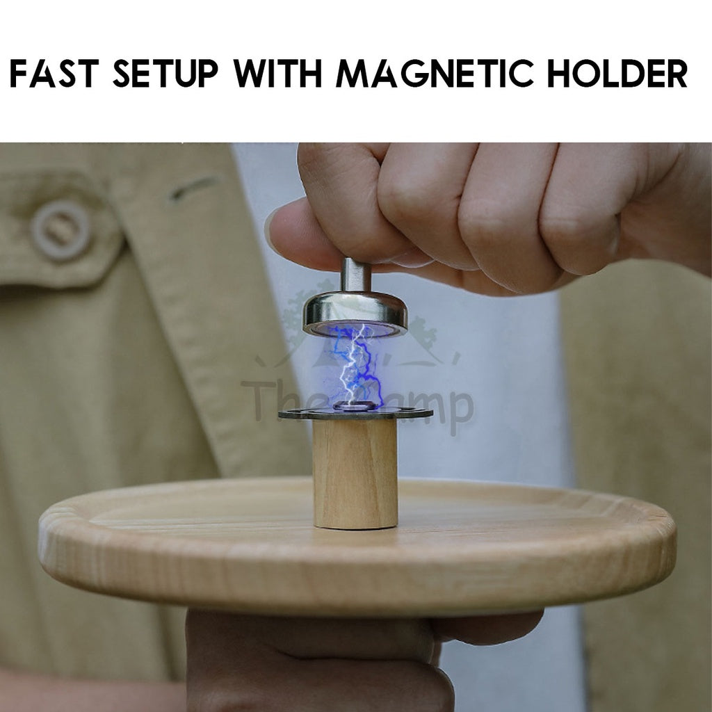 Outdoor Camping Mosquito Coil Rack Holder with Magnetic Box Solid Wood Repellent Incense Tent Flysheet Pole Chair Peg