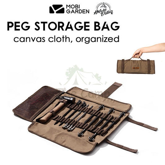 Mobi Garden Peg Storage Bag Stake Hammer Nail Bags Tent Tarp Paracord Rope Store Camping Flysheet Tent Tensioner Tarp