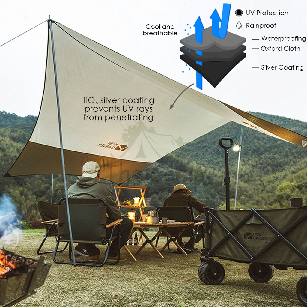 Mobi Garden Camping Flysheet Tarp Silver Coated UV Block Sunscreen Tent Canopy Outdoor Gear Equipment Family Naturehike