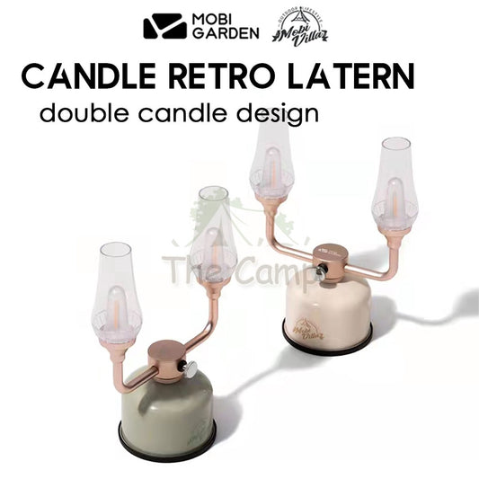 Mobi Garden Double Retro Lantern Stepless Dimming LED Standing Table Lamp Camping Light Outdoor USB Hiking Fishing