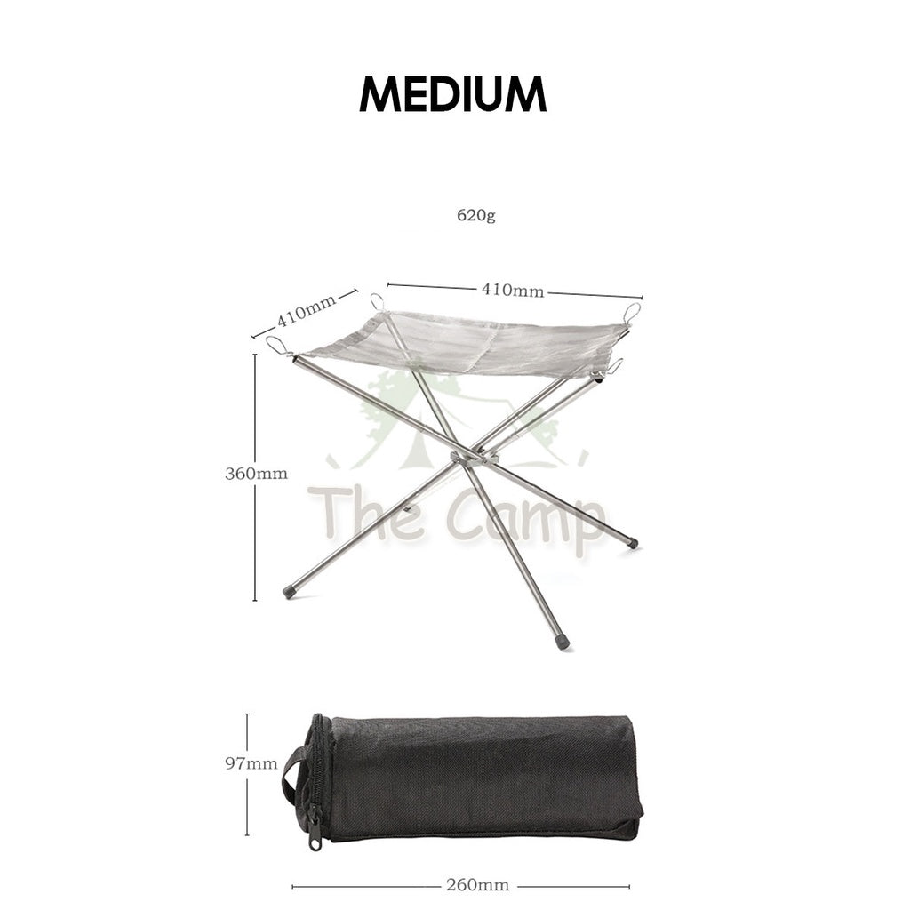 Outdoor Camping 304 Stainless Steel Mesh Fire Pit Portable Foldable Rack BBQ Tripod Triangle Bonfire Campfire Fireplace