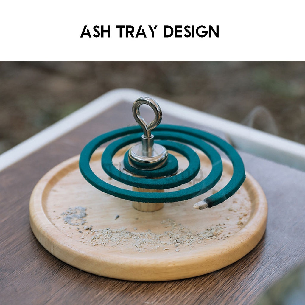 Outdoor Camping Mosquito Coil Rack Holder with Magnetic Box Solid Wood Repellent Incense Tent Flysheet Pole Chair Peg