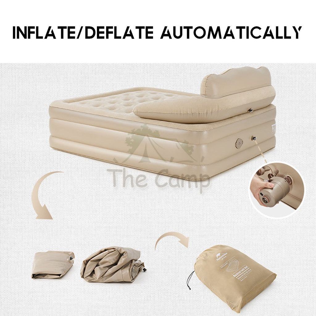 Naturehike Inflation Double Air Bed 46cm with Headrest Pump Mattress Inflatable Tent Bag Pole Nail Peg Tarp CNH22DZ002