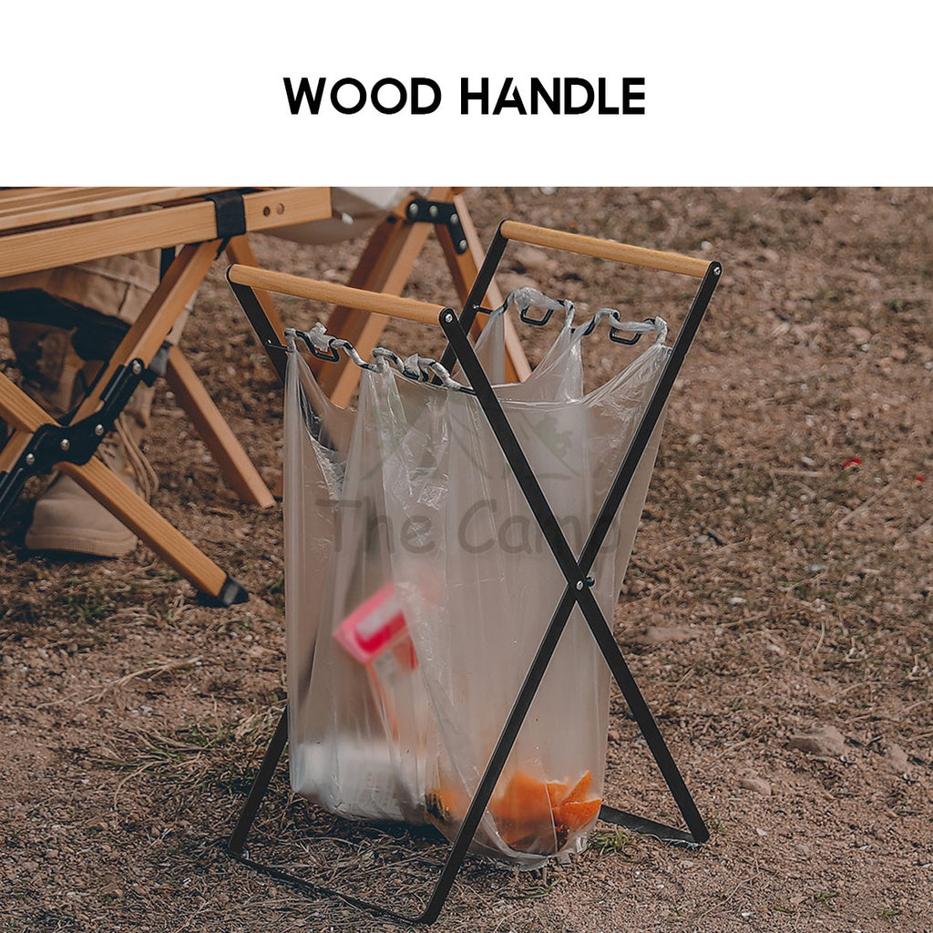 Foldable Garbage Frame Rack Bin Disposable Portable Rubbish Bag Outdoor Camping Trash Holder Stand Wood Steel Storage