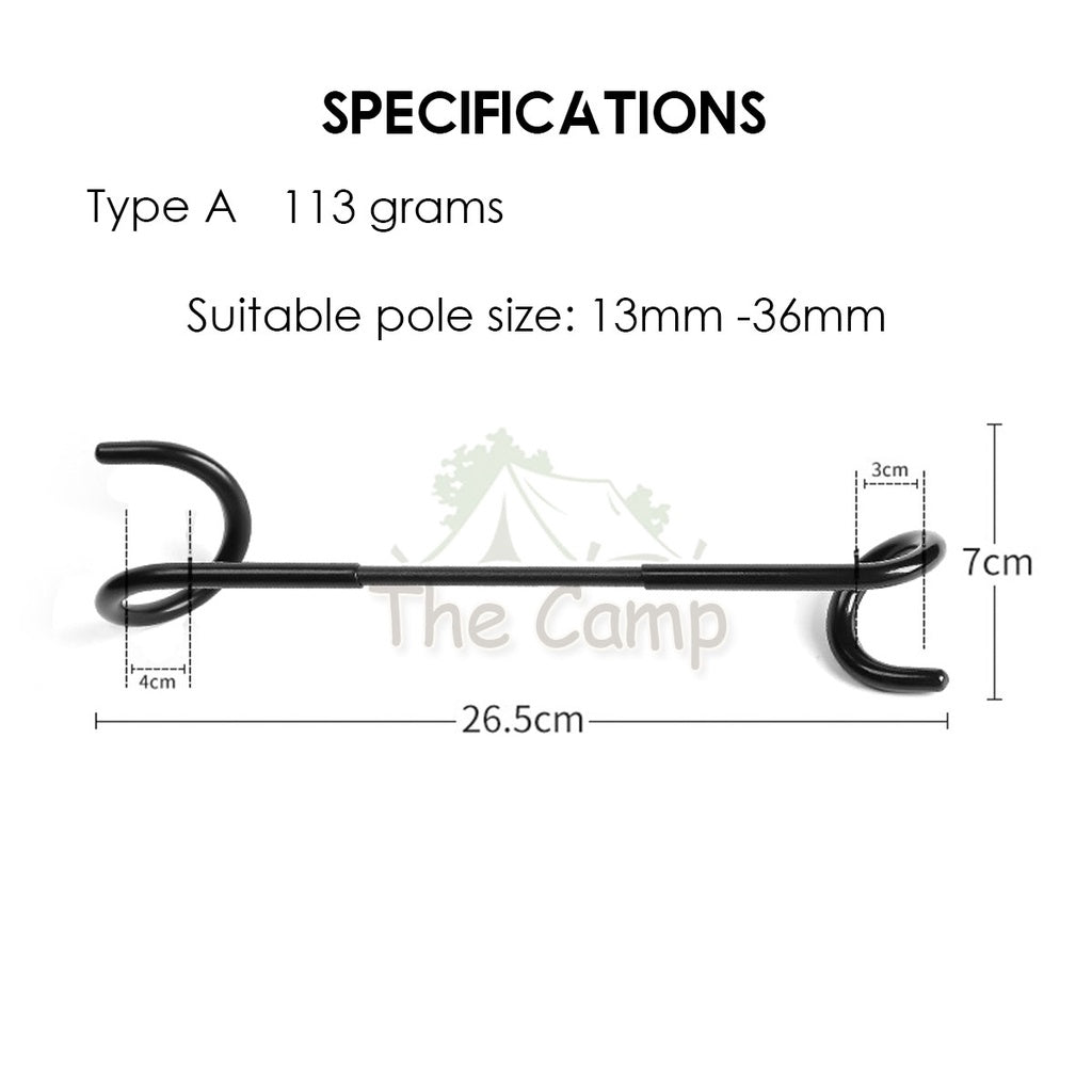 Camping 2-way Lamp Hanger Multipurpose Hook Aluminum Alloy Post Tent Pole Lantern Light Holder Portable Anti Slip