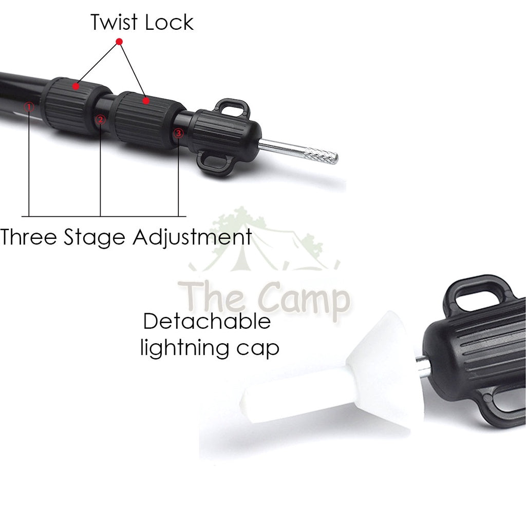 Camping Adjustable Rod for Flysheet Tarp Tent Camp Bag Hiking Family 2.3 3.0 2 3 m Support Pole with Bag Retractable