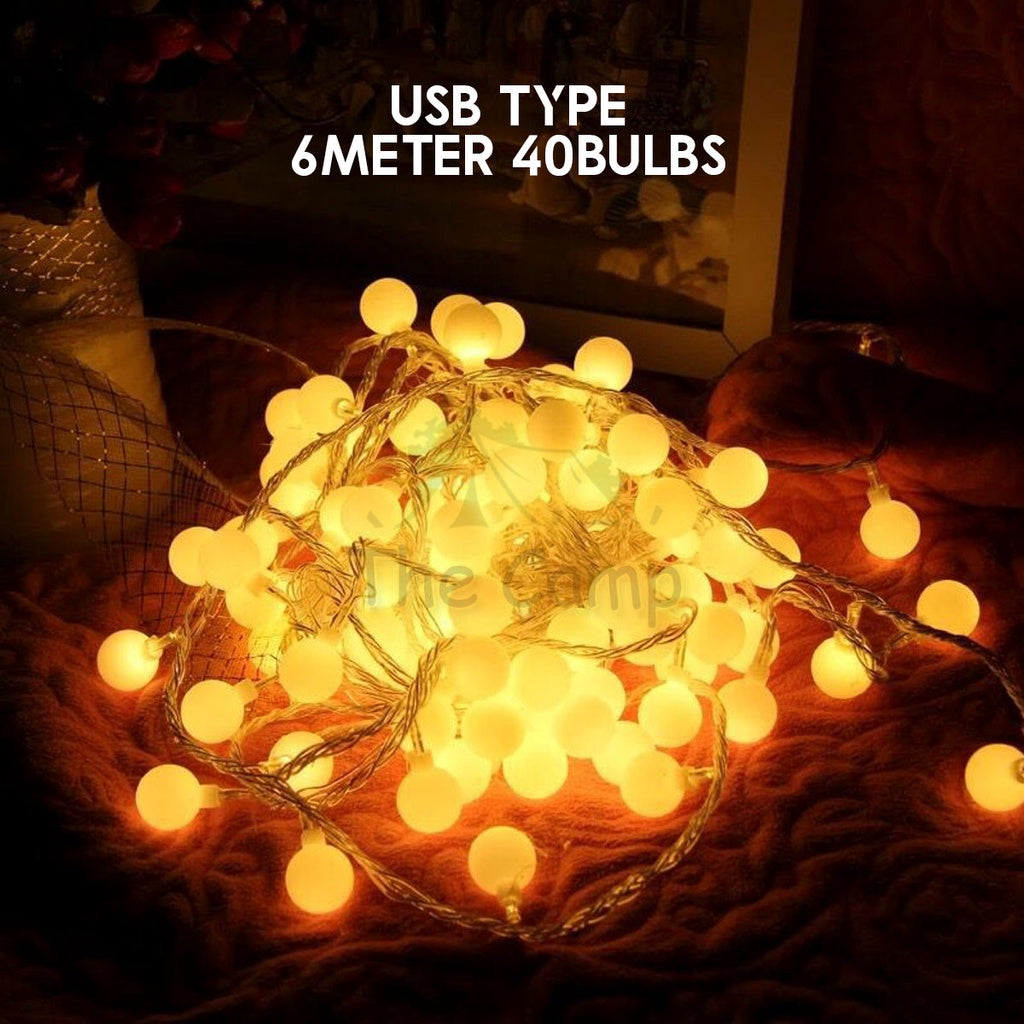 Outdoor LED Fairy Light Bulb Ball String USB Battery 3m 6m 10m Camping Wedding Decoration Xmas Weatherproof