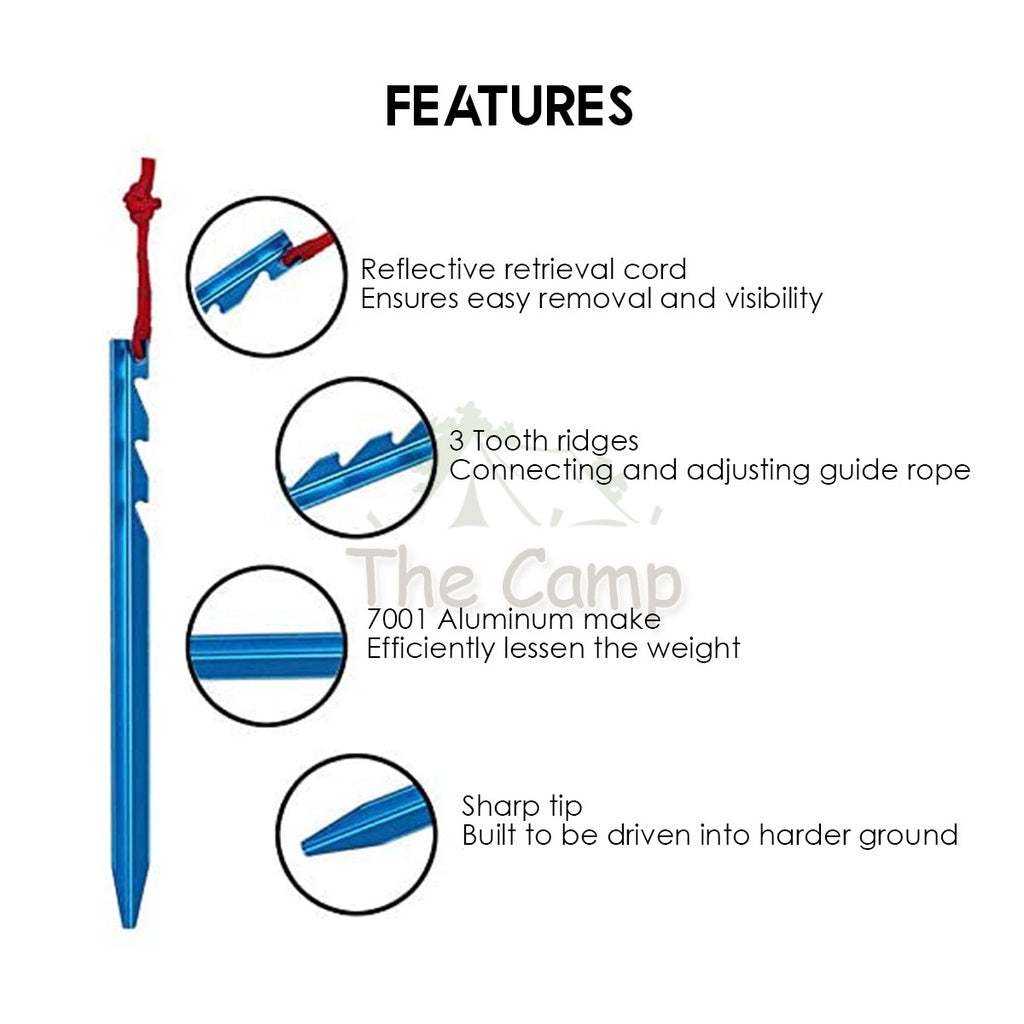 Aluminium Alloy Tent Peg 18cm 23cm with Rope Sand Hexagon Ultralight Stake Camping Sand Flysheet Nail Tarp Awning Beach