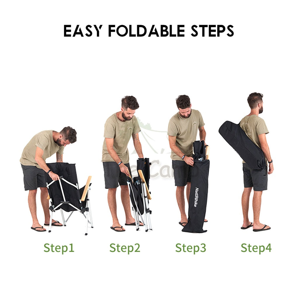 Naturehike Recliner Chair with Arm Rest Portable Adjustable Outdoor Camping Kerusi Healing High Back NH17T003-Y TY03