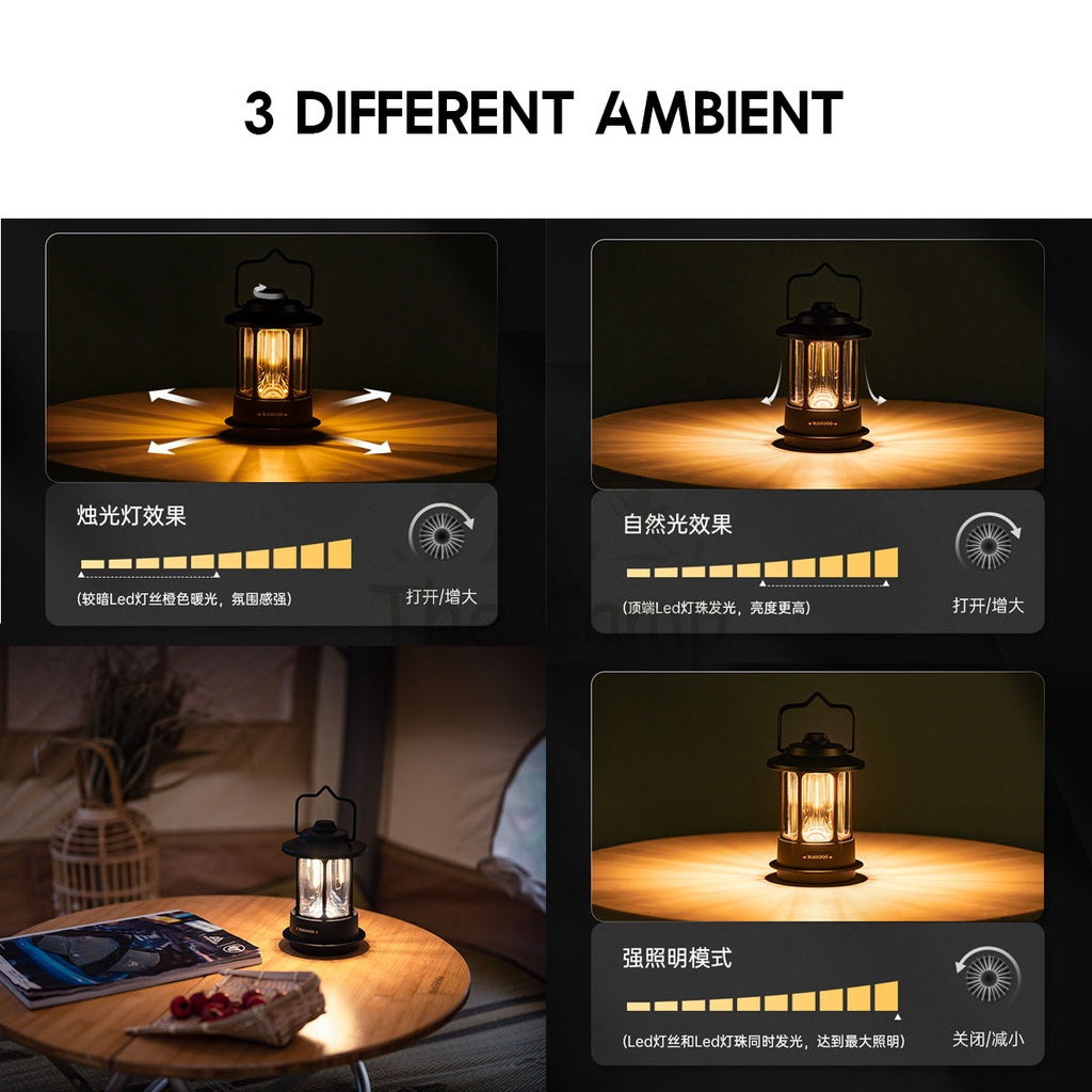 Blackdog Outdoor Camping Atmosphere Light LED Latern Portable Rechargeable Black Tent Flysheet Rope Nail Peg Pole Bed