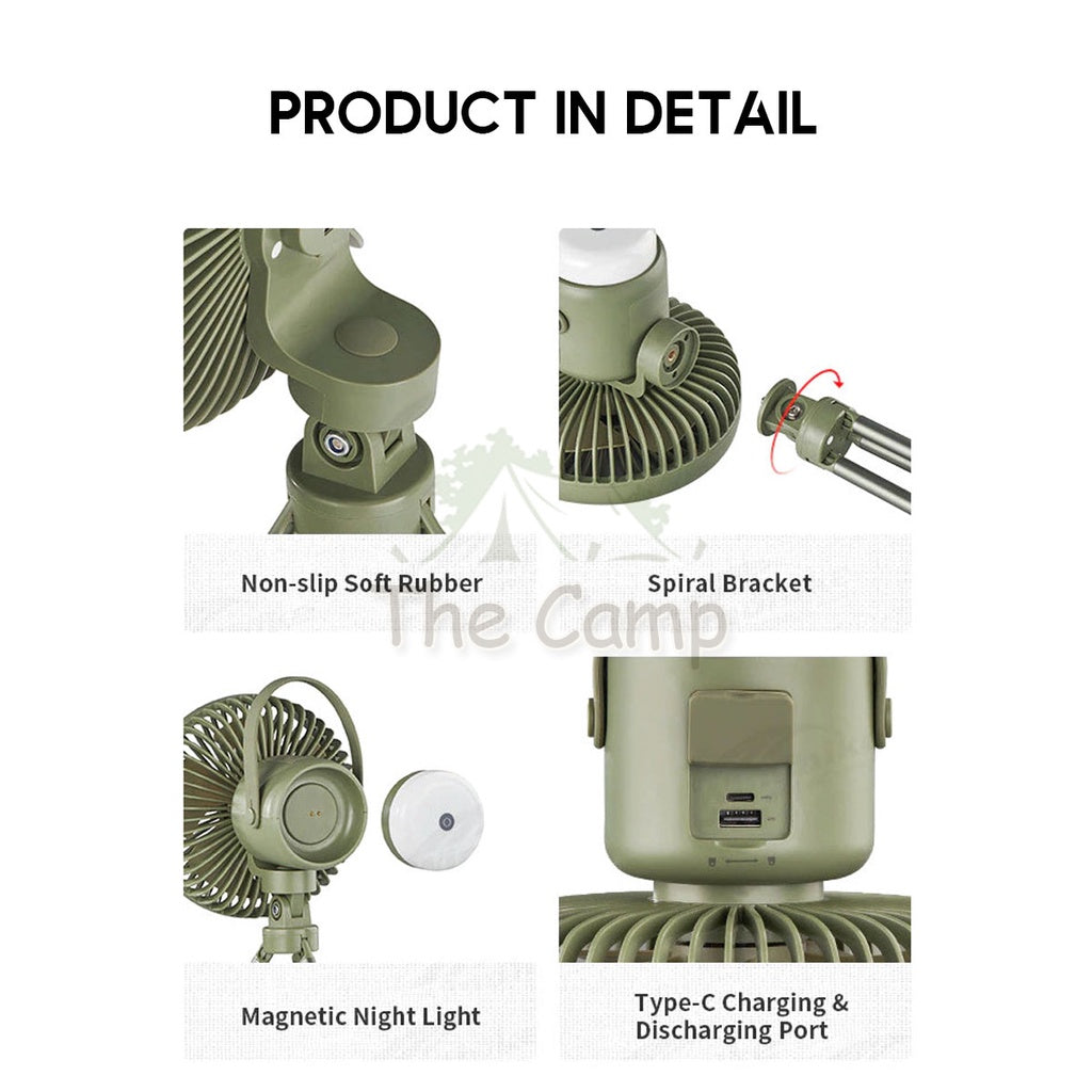 Naturehike Outdoor Multifunctional Portable Camping Fan with Magnetic LED Light Tripod Hanging Chair Tent Table Flysheet