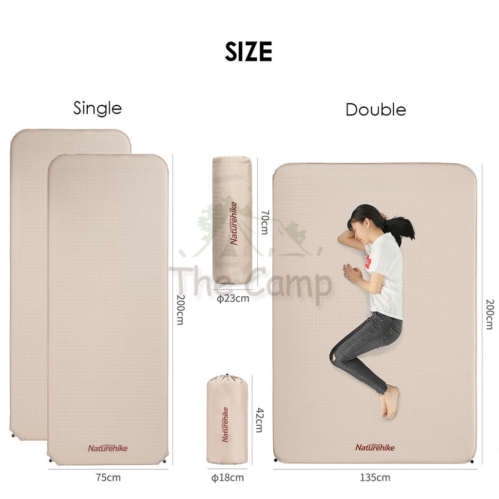 Naturehike Sponge Bed Mattress Auto Inflate 3cm / 6cm Self Inflatable Single Double Outdoor Camping Foldable NH20DZ002