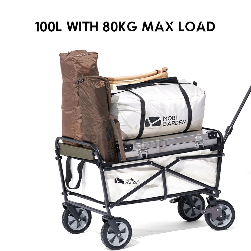 Mobi Garden 2022 Camping Portable Trolley Wagon with Brake 100L Folding Foldable Outdoor Tent Flysheet Table Naturehike