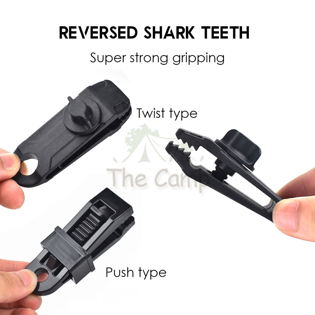 Heavy Duty Flysheet Clip Tarp Clip Tent Crocodile Clip Shark Clamp Outdoor Tarpaulin Clips Awning Paracord Rope
