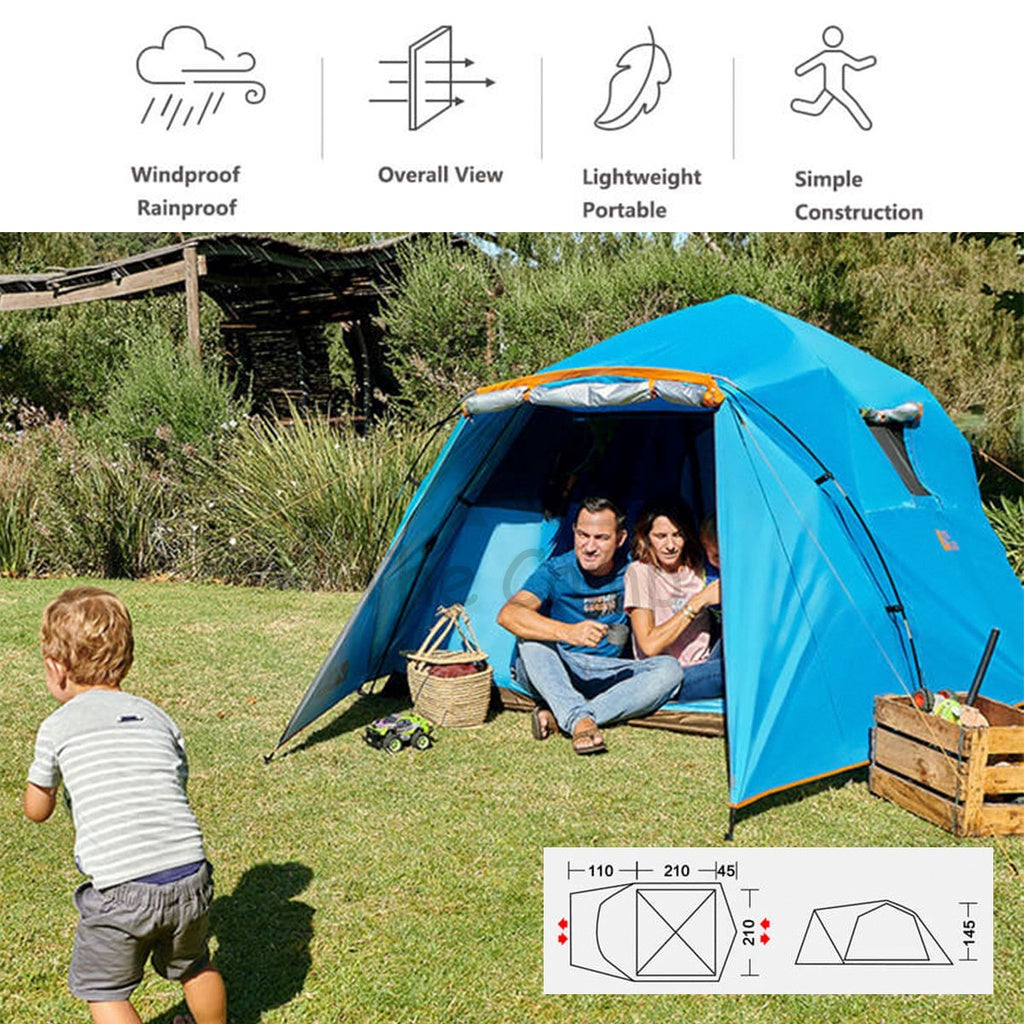 Mobi Garden Camping Family Automatic Tent Large Space Front Hall 2 3 4 People Quick Fast Rainproof Outdoor Tent Camp