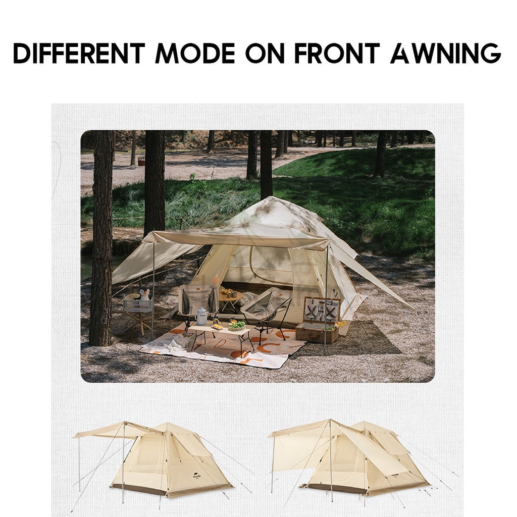 Naturehike Ango 4 Automatic Camping Tent UPF50 Version Large Capacity Outdoor Chair Flysheet Table Tarp Peg Nail Pole