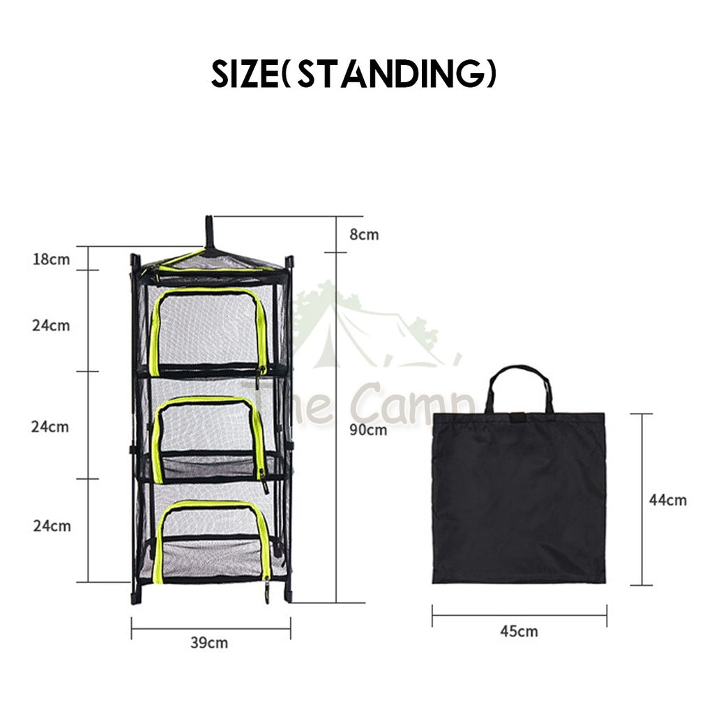Portable Hanging Standing Rack Net Mesh Bag Foldable 4 Layers Dish Shelf Camping Equipment Dryer Utensils Storage Drying