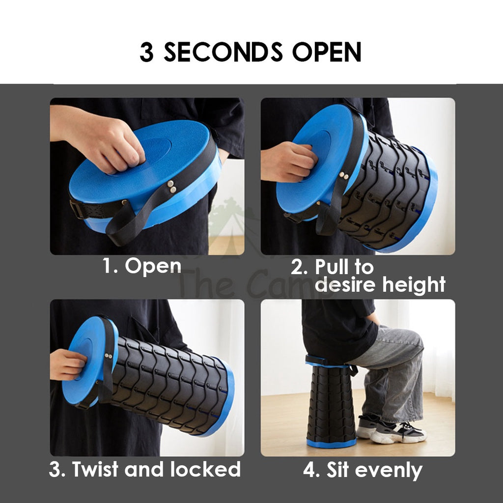 Heavy Duty Telescopic Portable Stool Camping Chair Lightweight Retractable Collapsible Folding Foldable Fishing Outdoor