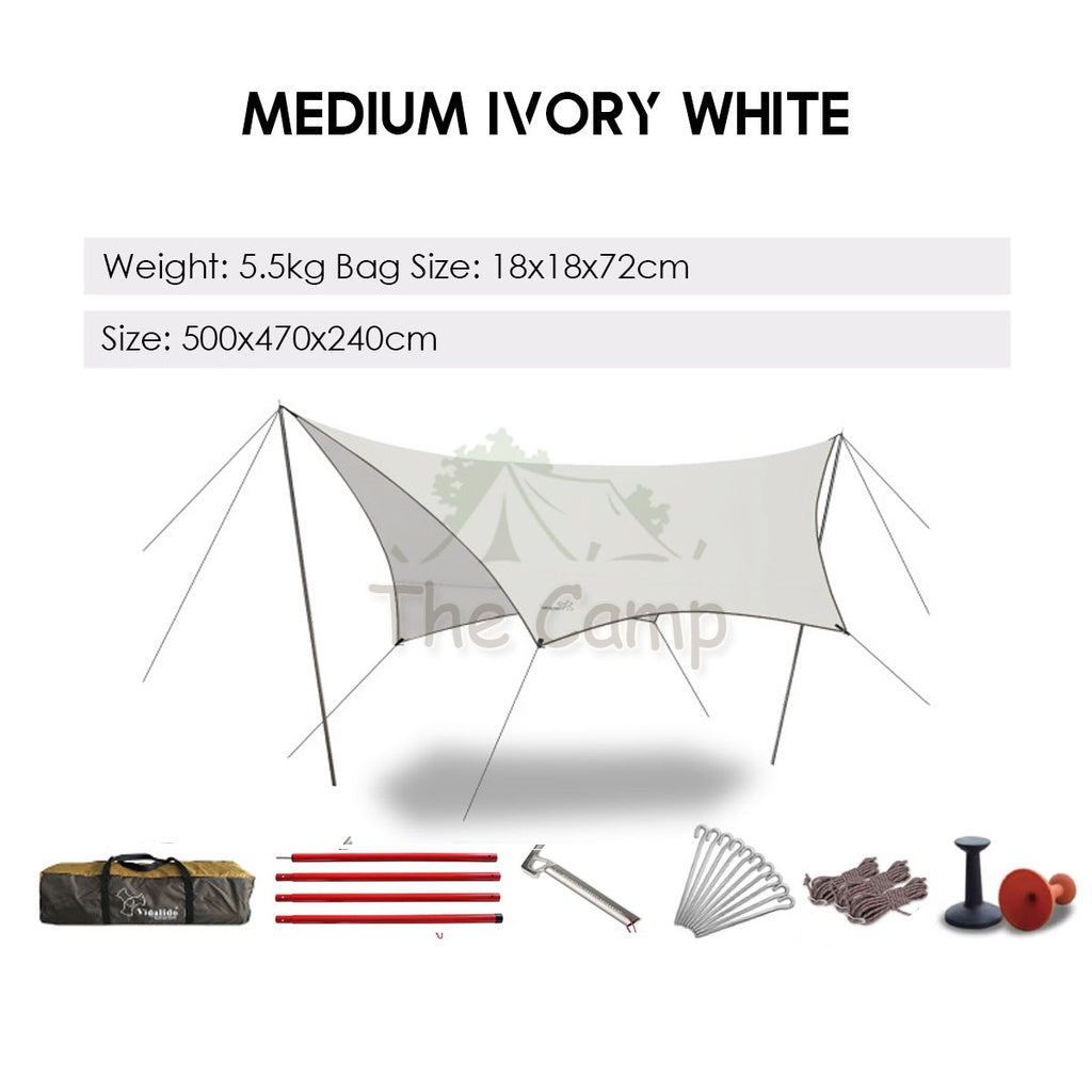 VIDALIDO Butterfly Tarp Flysheet Medium Large Silver Coating Black Coated Camping Waterproof Shelter Tent Awning