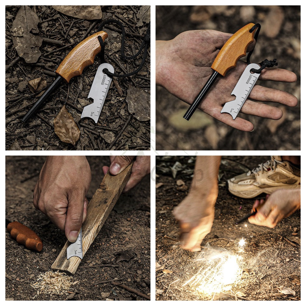 Outdoor Magnesium Fire Starter Ferro Rod Flint Stone with Ruler Camping Api Batu Emergency Survival Spark Lighter
