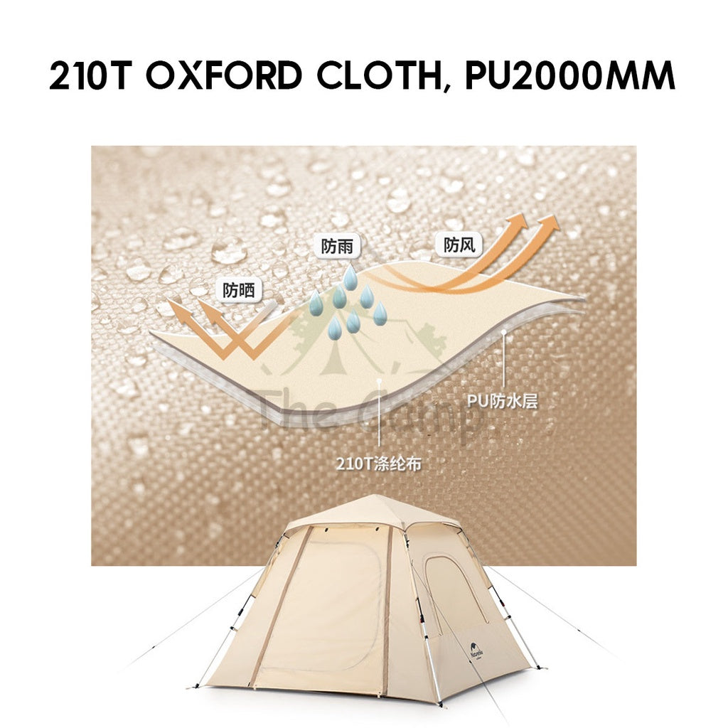 Naturehike Ango 3 Automatic Camping Tent UPF50 Black Large Capacity Outdoor Chair Flysheet Table Tarp Peg Nail Pole