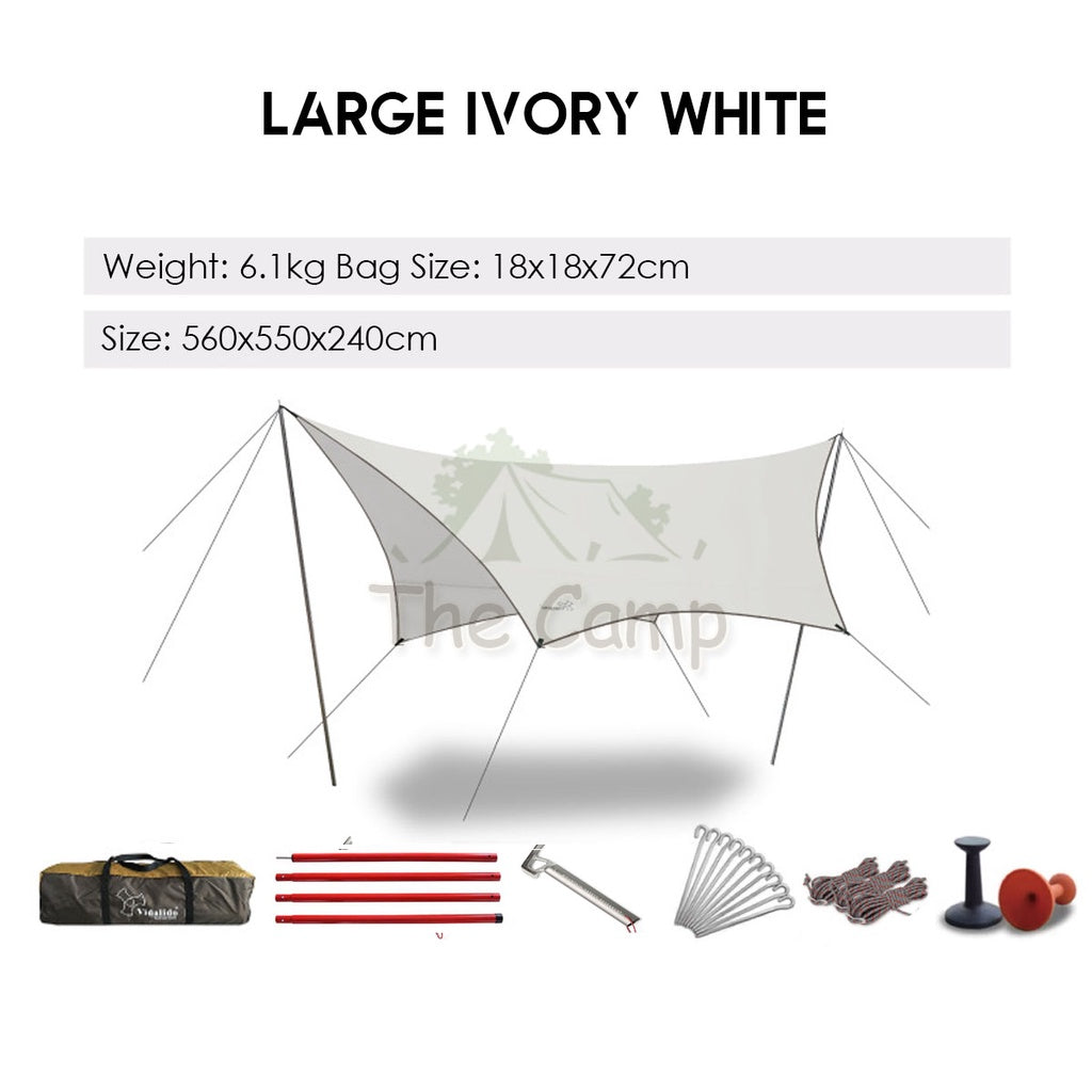 VIDALIDO Butterfly Tarp Flysheet Medium Large Silver Coating Black Coated Camping Waterproof Shelter Tent Awning