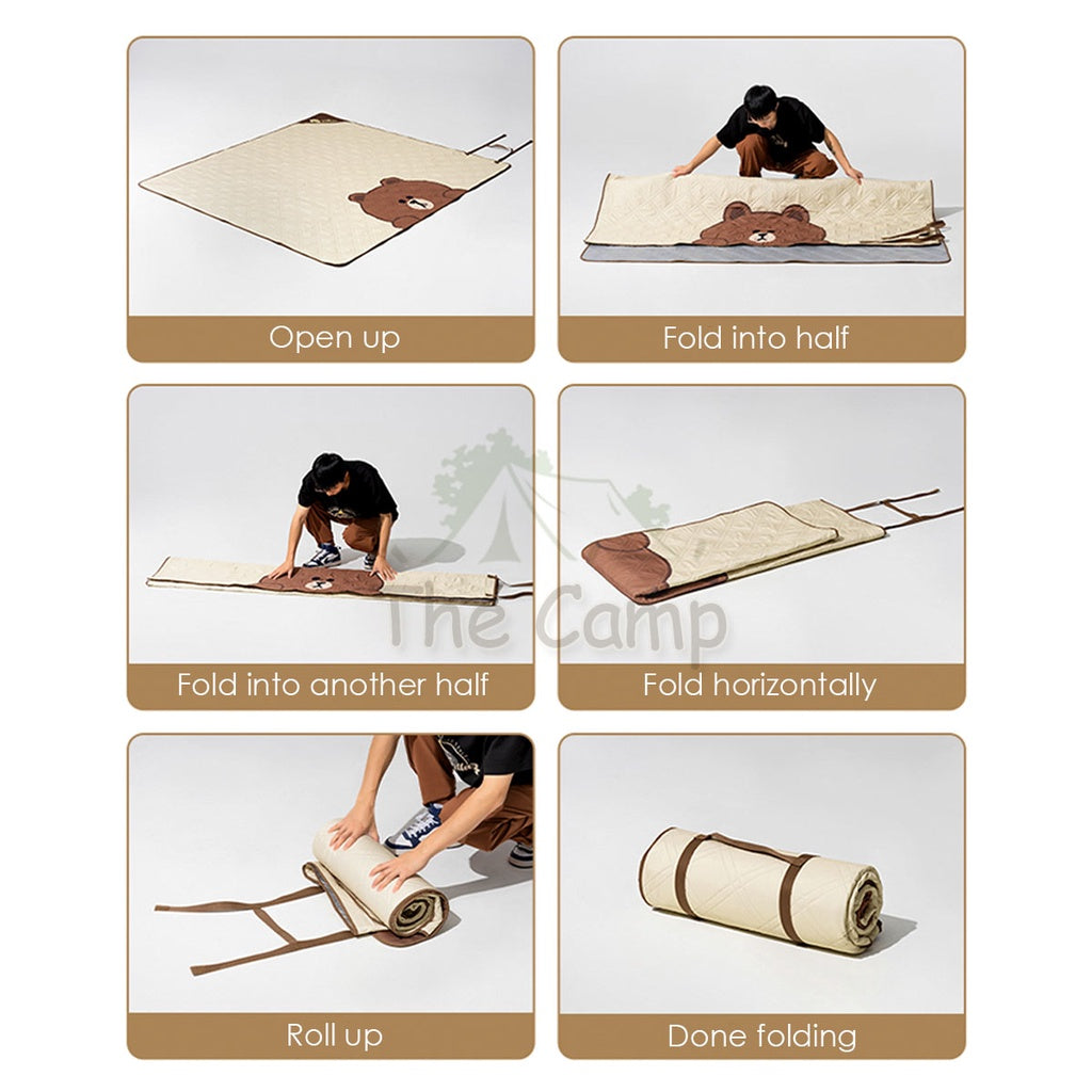 Mobi Garden Portable Carpet Line Friends Collaboration Large Compact 2 3 4 People Picnic Mat Splashproof Outdoor Camp