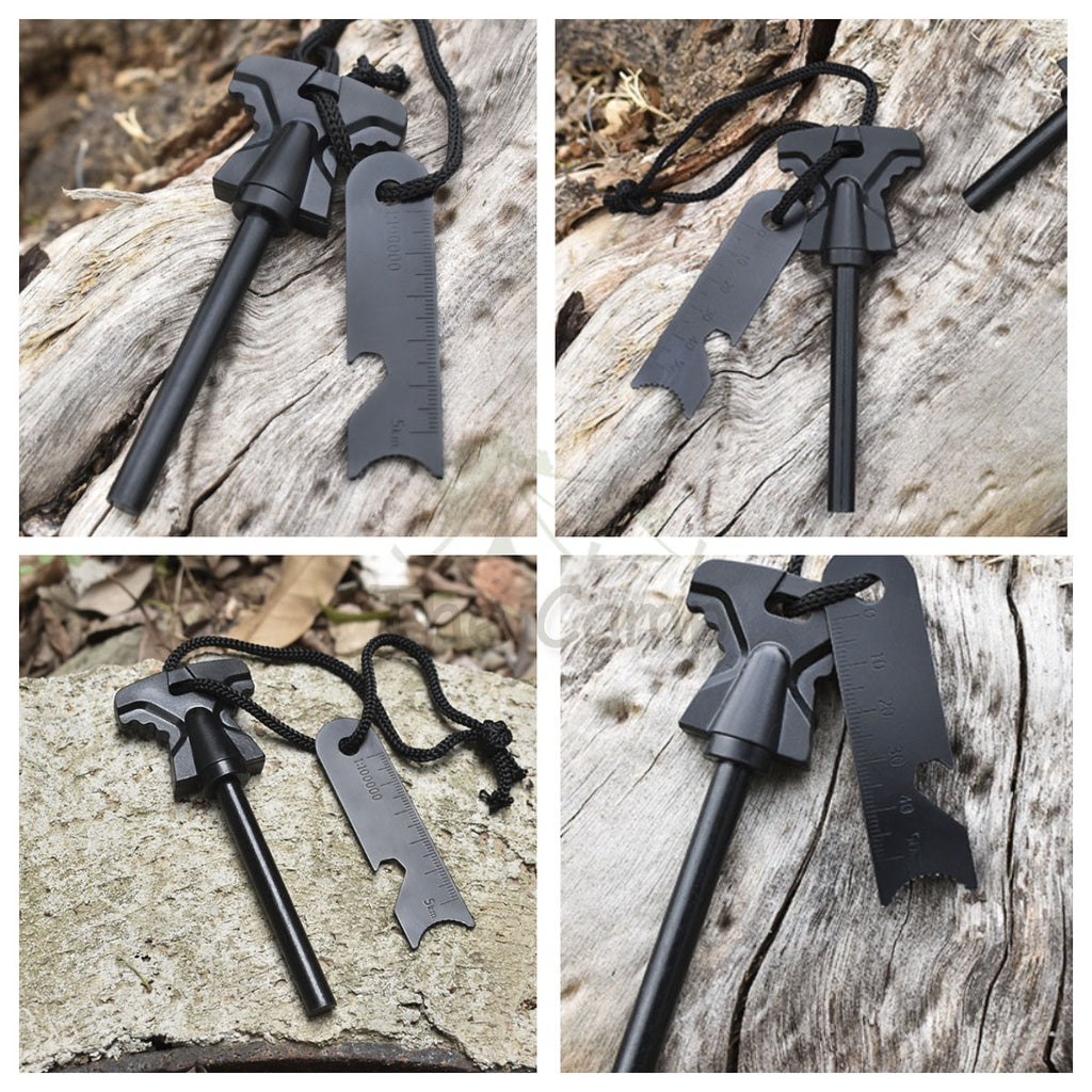 Outdoor Magnesium Fire Starter Ferro Rod Flint Stone with Ruler Camping Api Batu Emergency Survival Spark Lighter