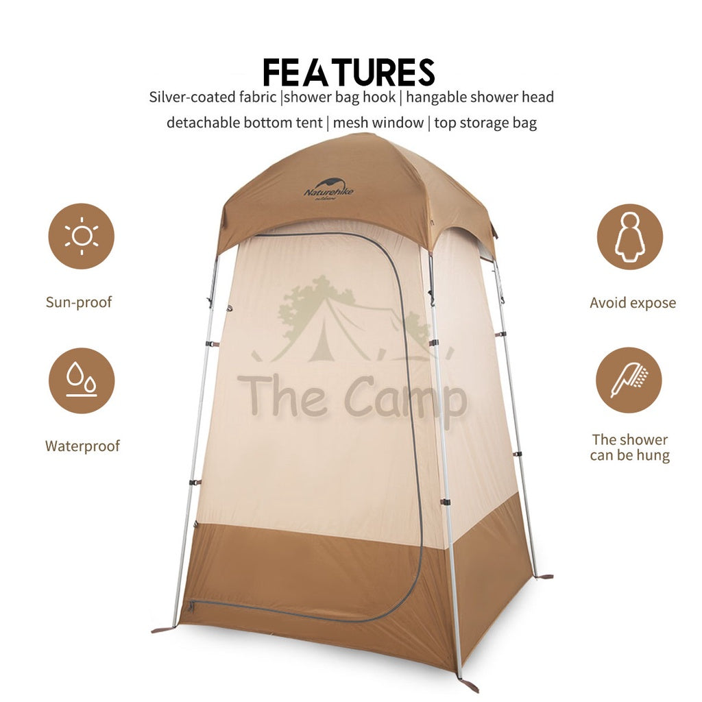 Naturehike Outdoor Camping Changing Shower Tent Travel Bathroom Portable Toilet Waterproof Flysheet Tarp Peg Rope Nail