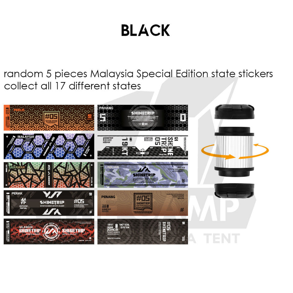Shinetrip 19 Tornado Light Rotating Lamp Outdoor Camping Tactical Style Free Sticker Tripod Magnet Hanging Lanyard Strap