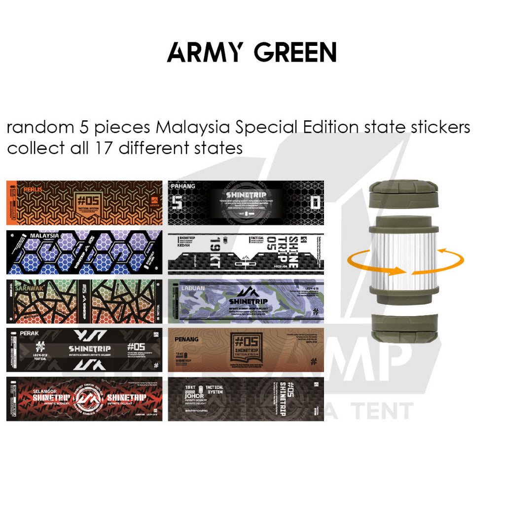 Shinetrip 19 Tornado Light Rotating Lamp Outdoor Camping Tactical Style Free Sticker Tripod Magnet Hanging Lanyard Strap