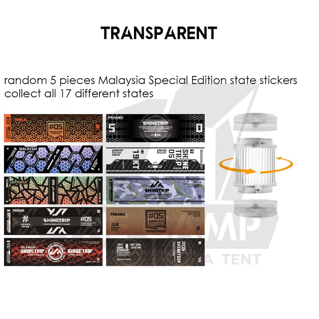 Shinetrip 19 Tornado Light Rotating Lamp Outdoor Camping Tactical Style Free Sticker Tripod Magnet Hanging Lanyard Strap
