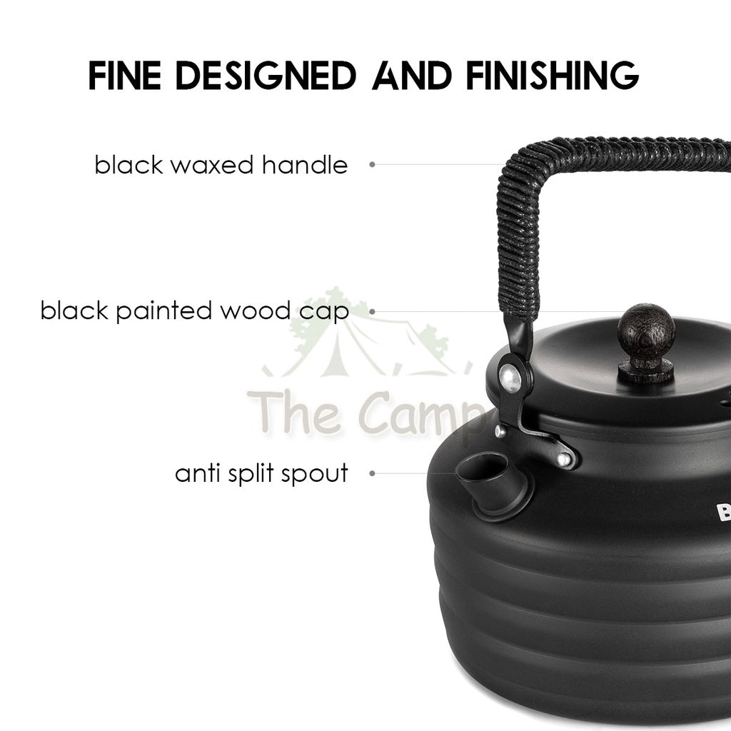 Blackdog Kettle 1.3L Camping Outdoor Water Cerek Aluminum Alloy Black Teko Teapot Plate Stove Sierra Cup BD-CJ002