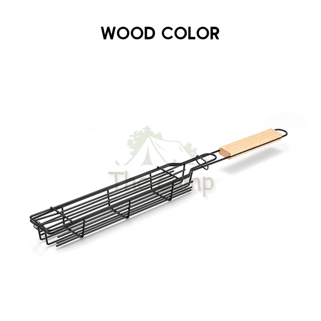 BBQ Mesh Grill Cage Rack Net Clip Roaster Skewer Stick Rotate Cage Basket Stove Barbecue Chicken Wing Anti Falling