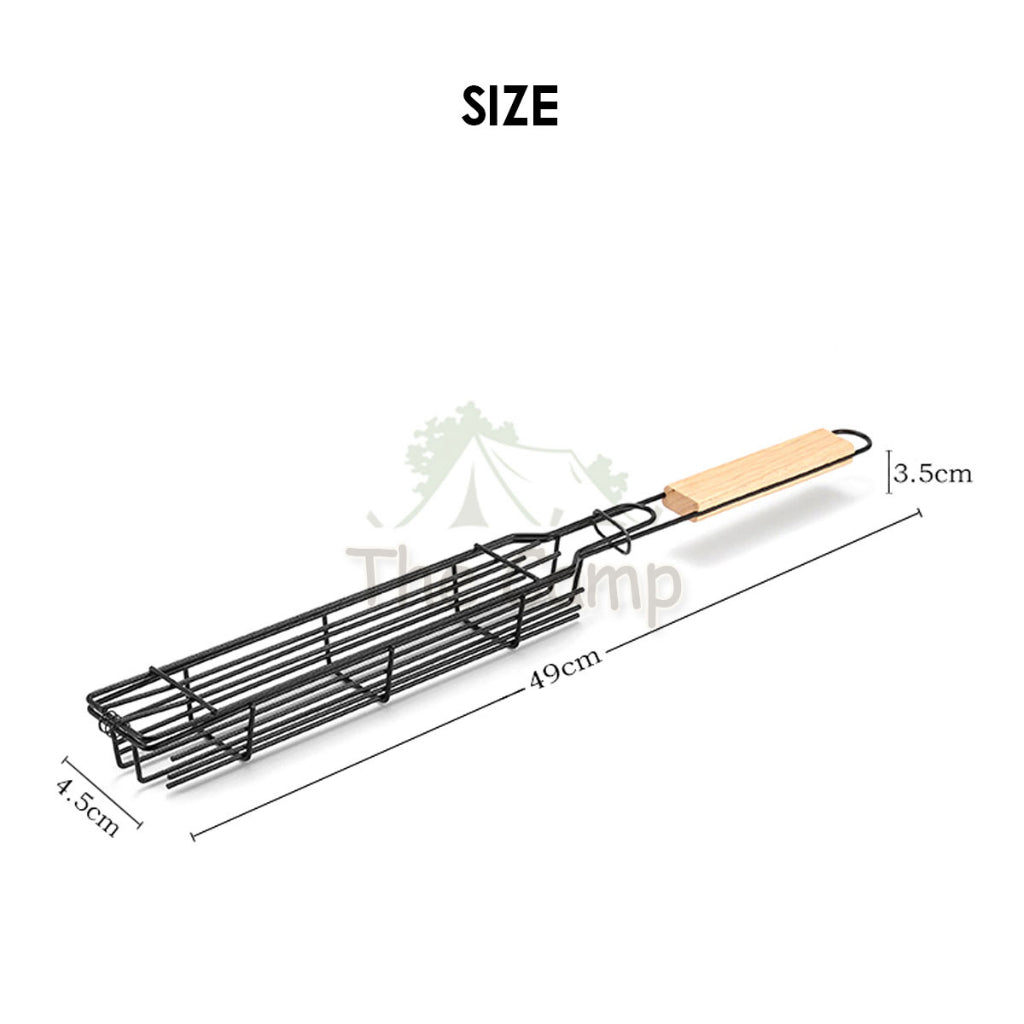BBQ Mesh Grill Cage Rack Net Clip Roaster Skewer Stick Rotate Cage Basket Stove Barbecue Chicken Wing Anti Falling