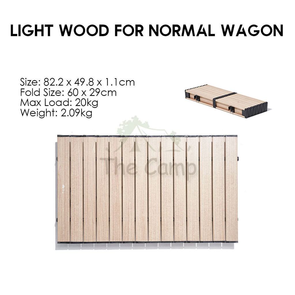 Mobi Garden Wagon Trolley Table Top Aluminum Alloy Wood Grain Design Black Thickwheel Normal