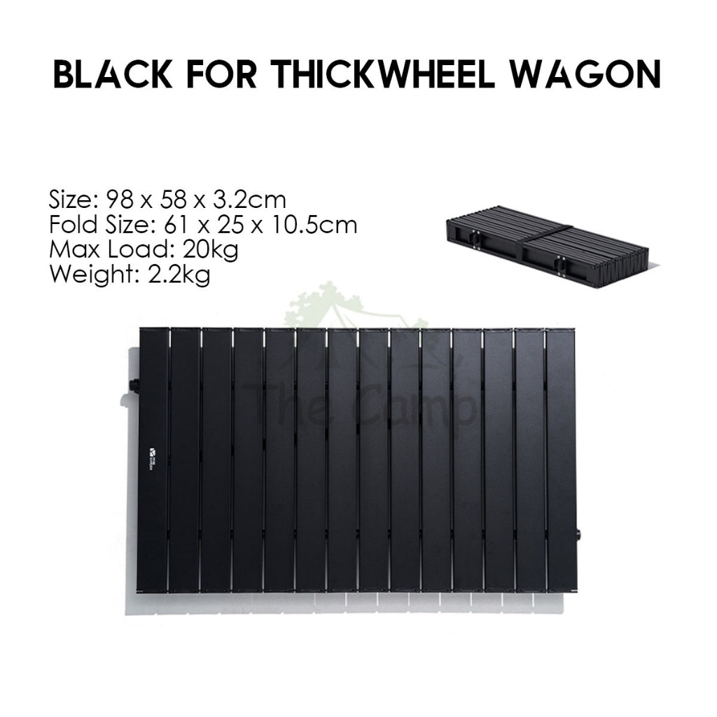 Mobi Garden Wagon Trolley Table Top Aluminum Alloy Wood Grain Design Black Thickwheel Normal