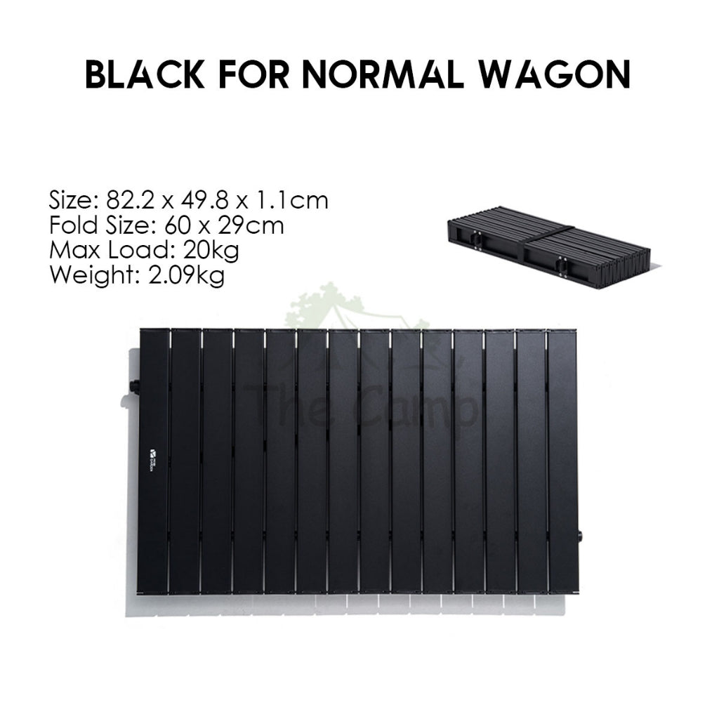 Mobi Garden Wagon Trolley Table Top Aluminum Alloy Wood Grain Design Black Thickwheel Normal