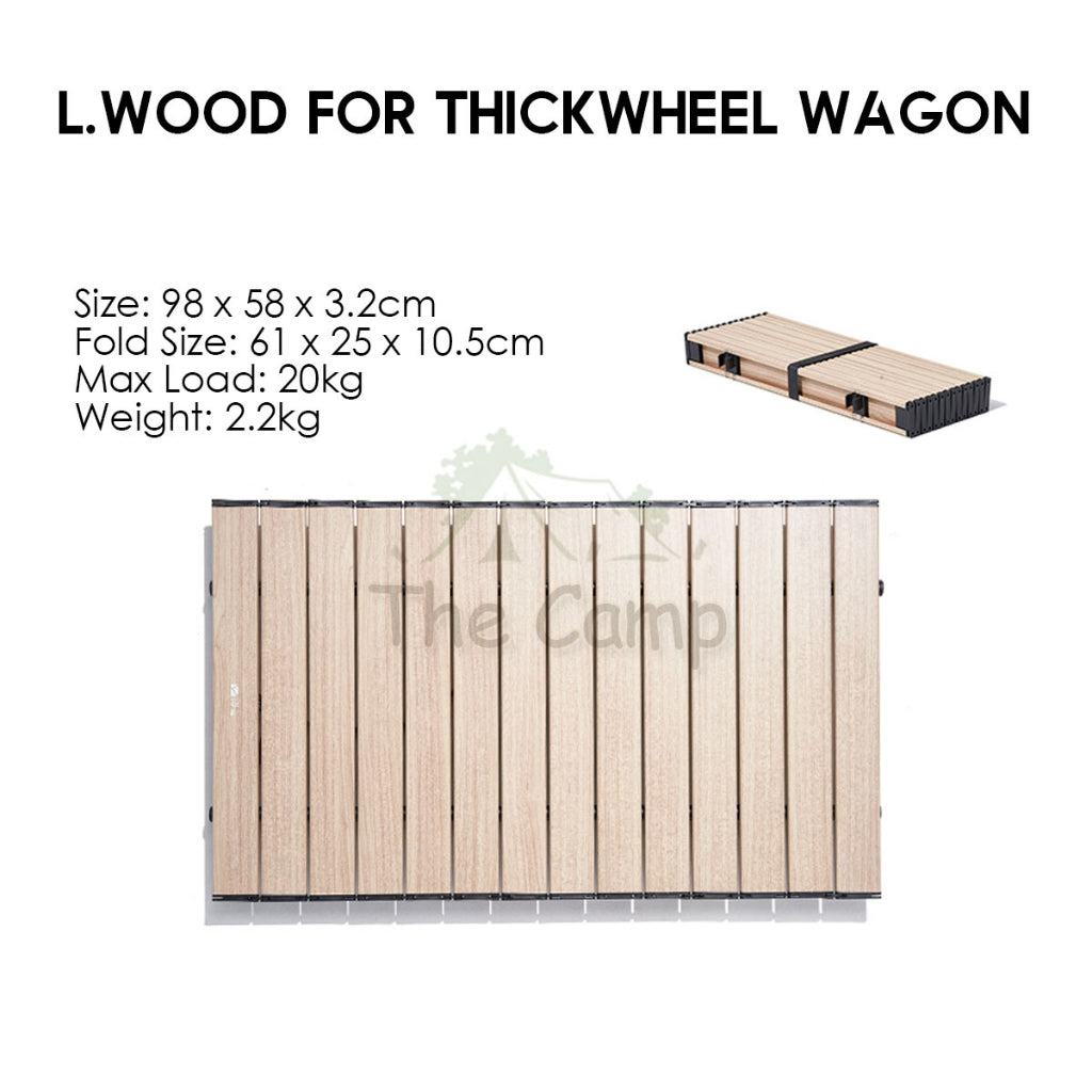 Mobi Garden Wagon Trolley Table Top Aluminum Alloy Wood Grain Design Black Thickwheel Normal
