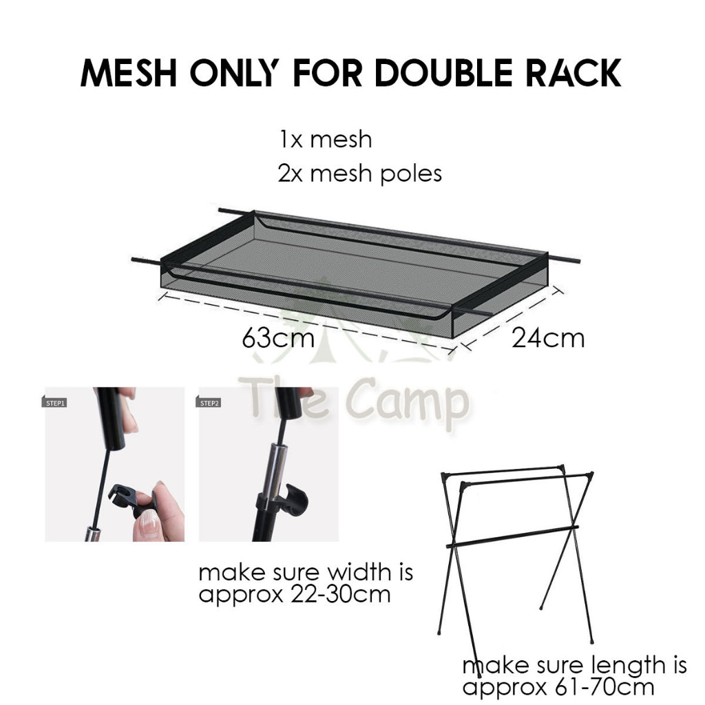 Outdoor Triangle Hanging Rack Aluminum Mesh Camping Hanger Cookware Tripod Shelf Stand Tableware Organizer Double Level