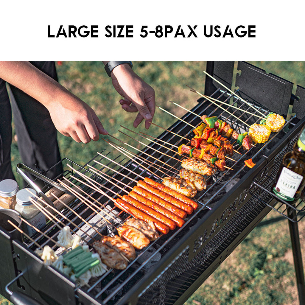 Blackdog Portable Camping BBQ Grill Rack Stand Outdoor Folding Charcoal Stove Firepower Adjustable Iron Oven BD-SKL003
