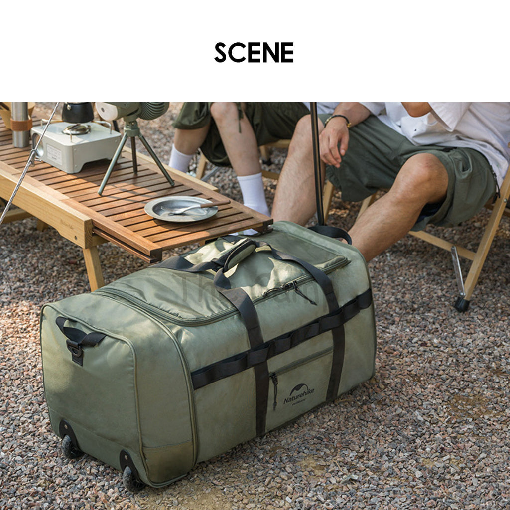 Naturehike Camping Folding Wheeled Bag Wheel Luggage Equipment Storage Bag 88L Large Capacity Black Picnic NH21LX003