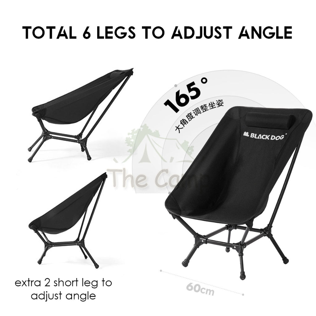Blackdog Adjustable Angle Moon Chair Foldable Folding Camping Outdoor Tent Table Flysheet Black CBD2300JJ024