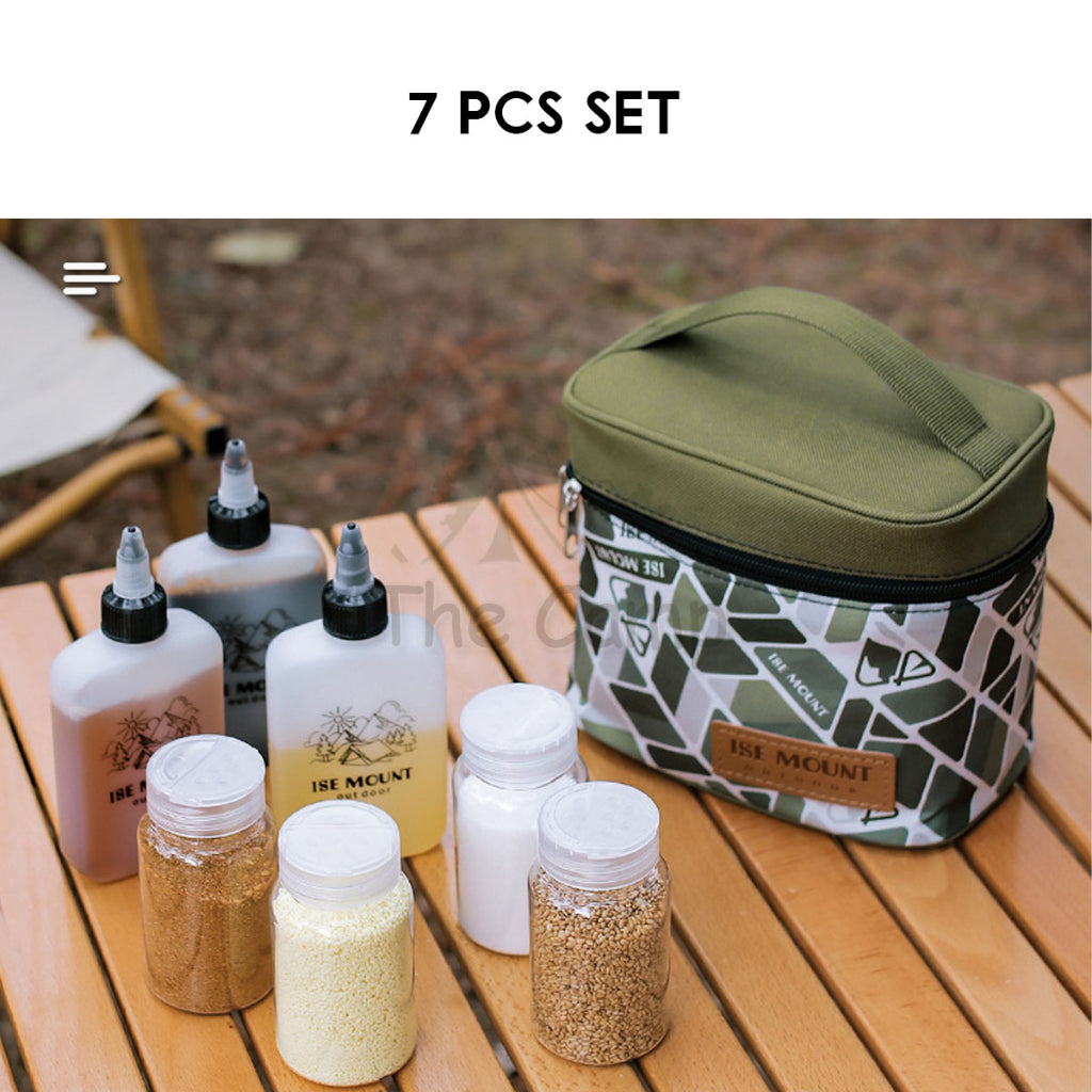 Outdoor Camping Seasoning Bag Set 7pcs 9pcs Ingredient Condiment Box Bottle Container Spice Oil Jar Sugar Salt Pepper
