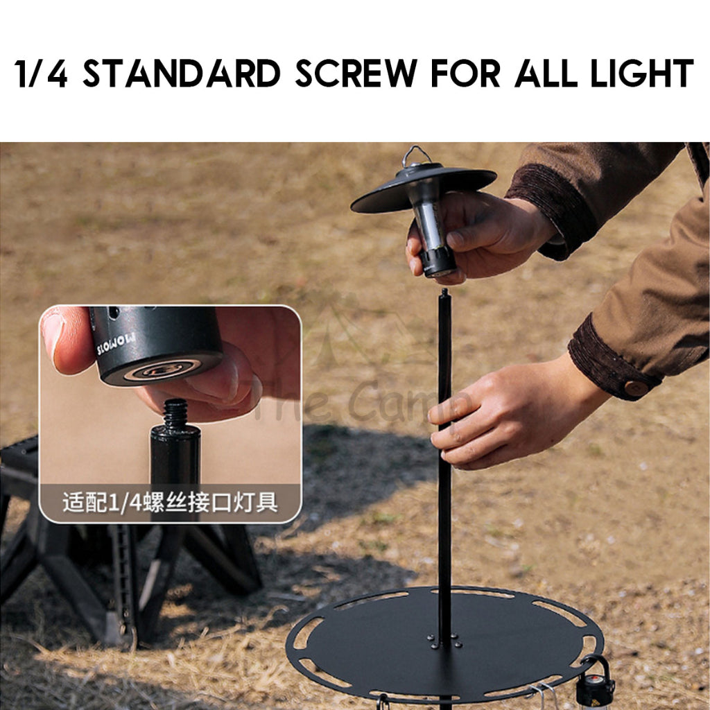 Aluminium Round Table with Lamp Pole Camping Outdoor Adjustable Height Table Foldable Folding Portable