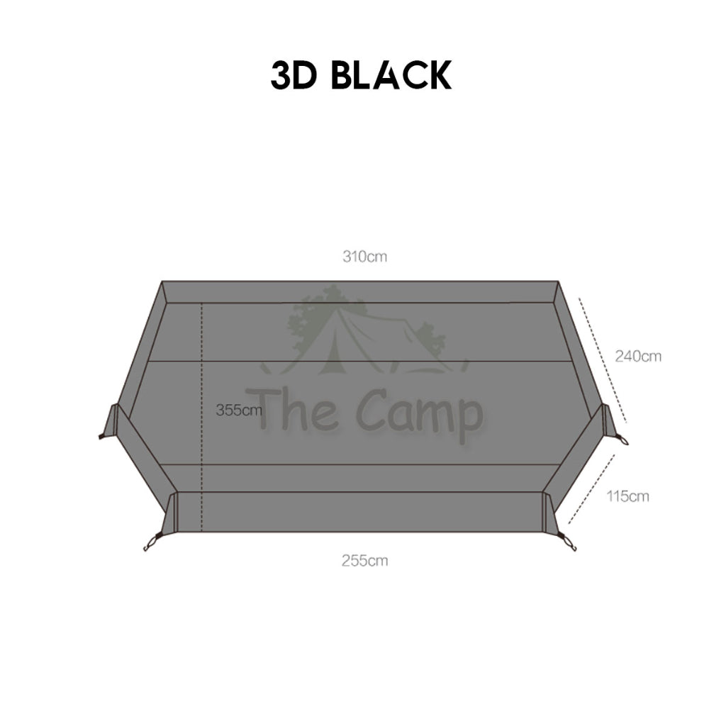 Vidalido Horizon Tunnel Tent Groundsheet Ground Sheet Camping Double Layer Waterproof UV Proof Black Coated Coating