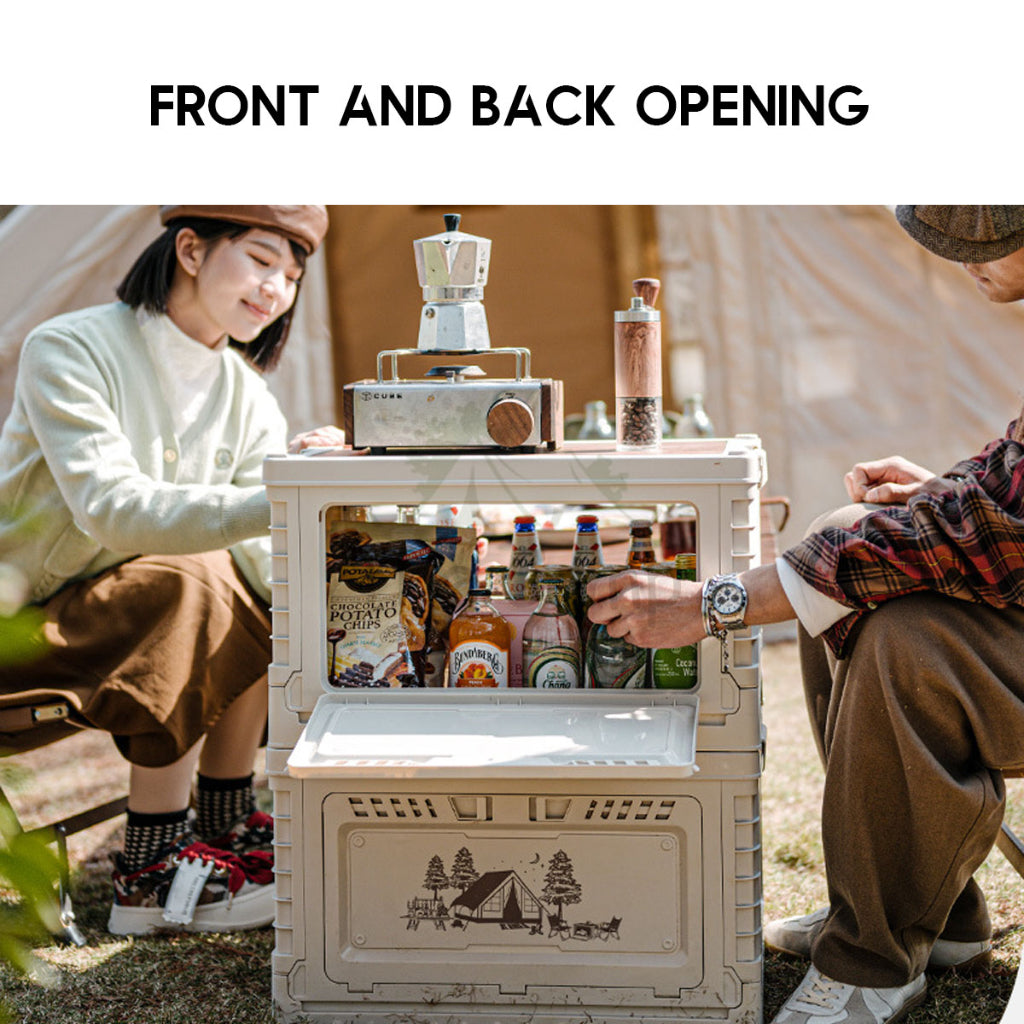 Naturehike Camping Folding Storage Box 25L 50L 50L+10L Stackable with Table Top Wood Base Outdoor Tent Bag CNH22SN019
