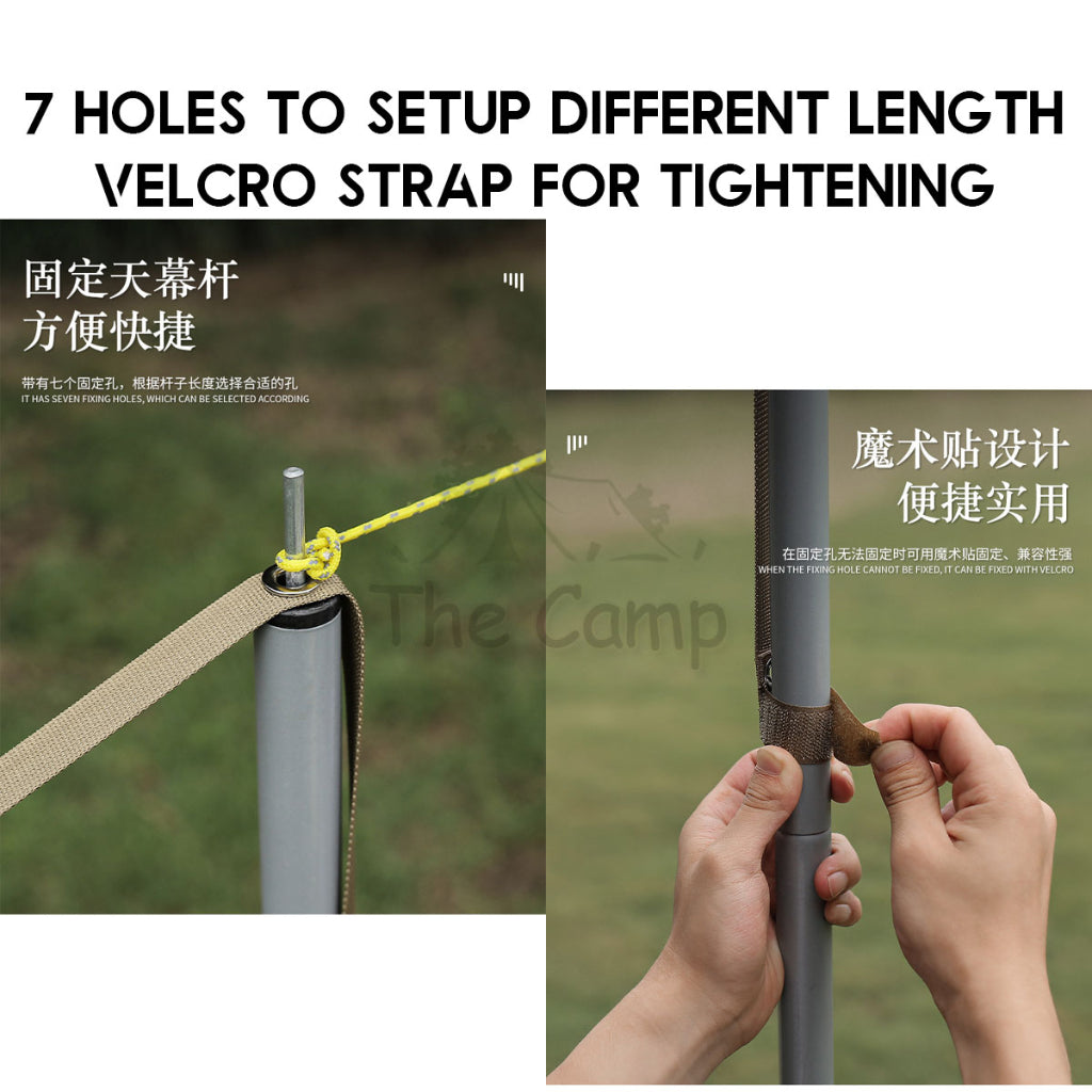 Flysheet Tarp Pole Extension Rope Expansion Strap with Hole Outdoor Camping Tent Lanyard Hanging Rope