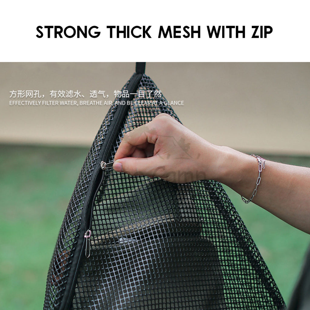 Outdoor Camping Triangle Mesh Bag Hanging Drying Net Food Tableware Light PVC Net Snack Fruit Basket