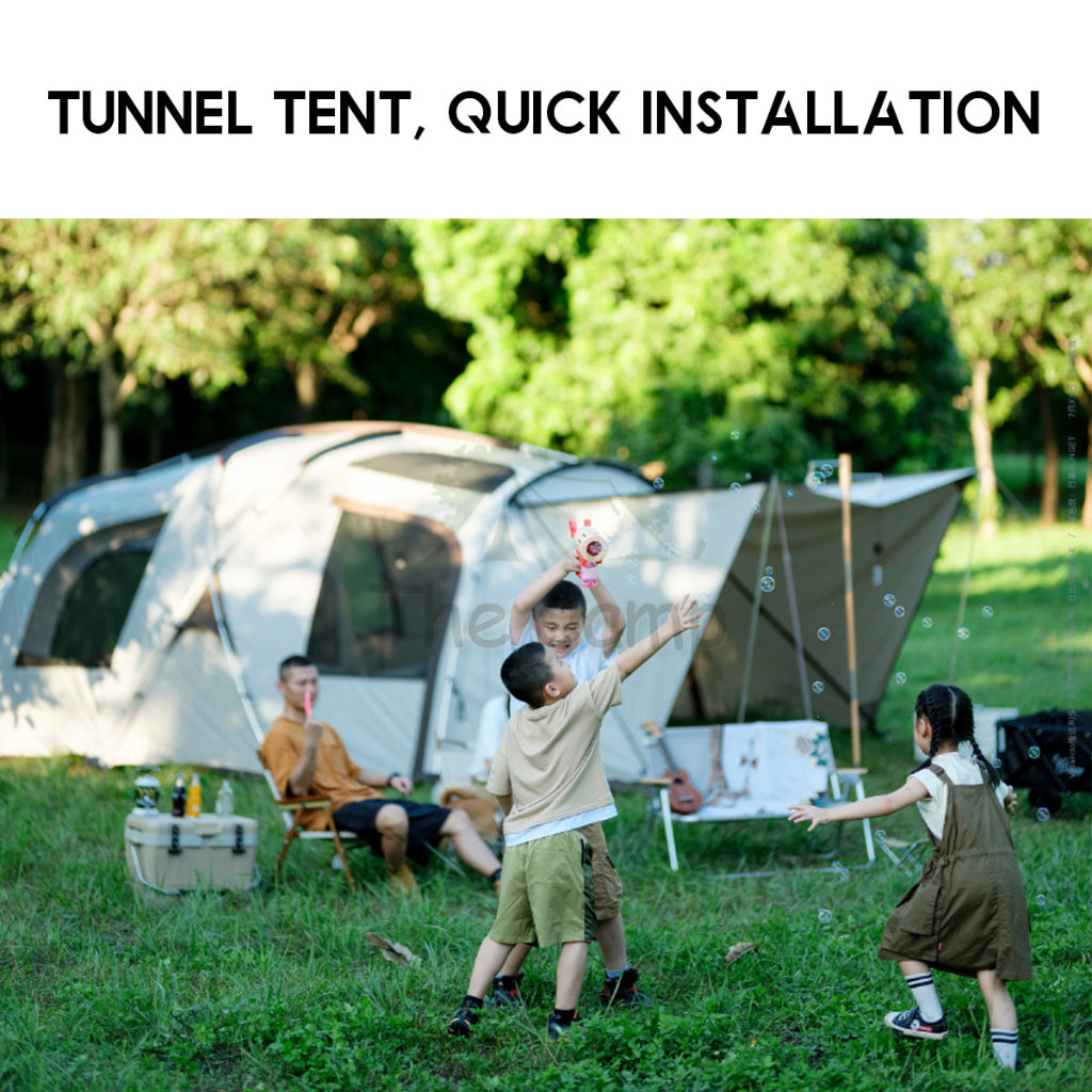 Vidalido Horizon Tunnel Tent 1 Room 1 Living Hall Camping Double Layer Waterproof UV Proof Black Coated Coating